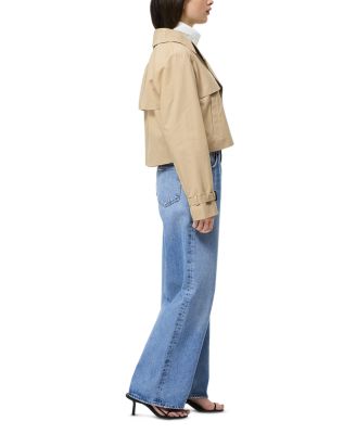 Cropped Twill Trench Coat