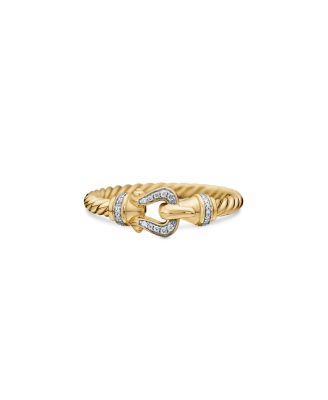 David Yurman - Petite Buckle Ring in 18K Yellow Gold with Diamonds