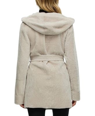 Reversible Shearling Zip Parka Coat