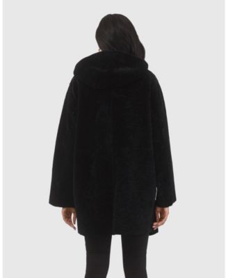 Reversible Textured Shearling Parka Coat