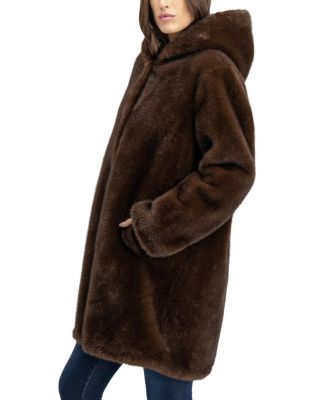 Faux Fur Mink Reversible Parka Coat