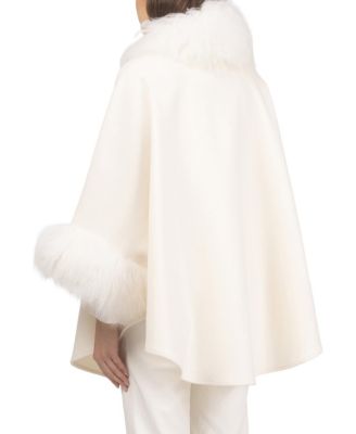 Cashmere & Wool Cape With Lamb Trim