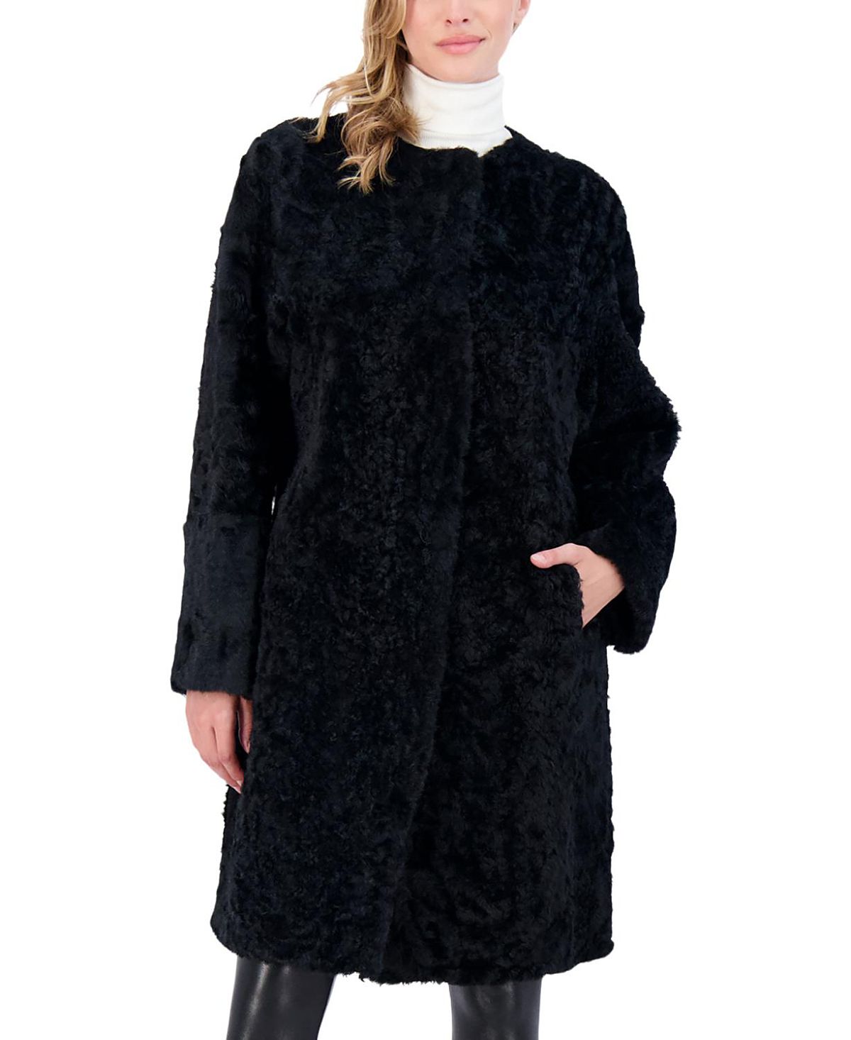 Gorski Reversible Collarless Shearling Coat
