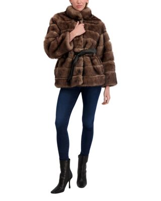  Faux Fur Sable Jacket With Belt