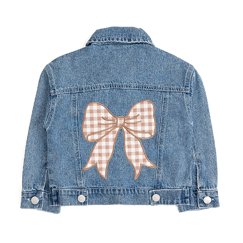 Sweet Wink Girls' Howdy Gingham Bow Patch Denim Jacket - Little Kid, Big Kid