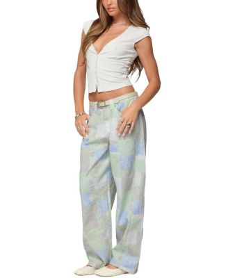  Patchwork Low Rise Baggy Light Rinse Wash Jeans