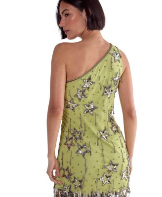 Tassel One Shoulder Sequin Mini Dress