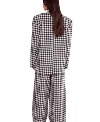 Gingham Tailored Wide Leg Pants