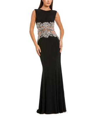  Jersey Sleeveless with Beaded Waist Detail Gown