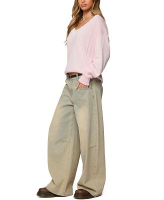  Marie Contrast Lacey V Neck Sweater