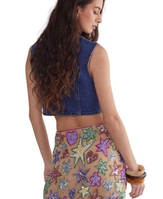 Hand Embellished Sequin Mini Skirt