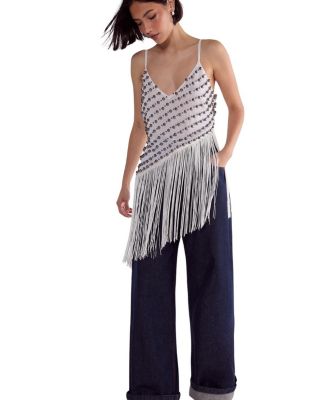 Studded Asymmetric Fringed Cami Top