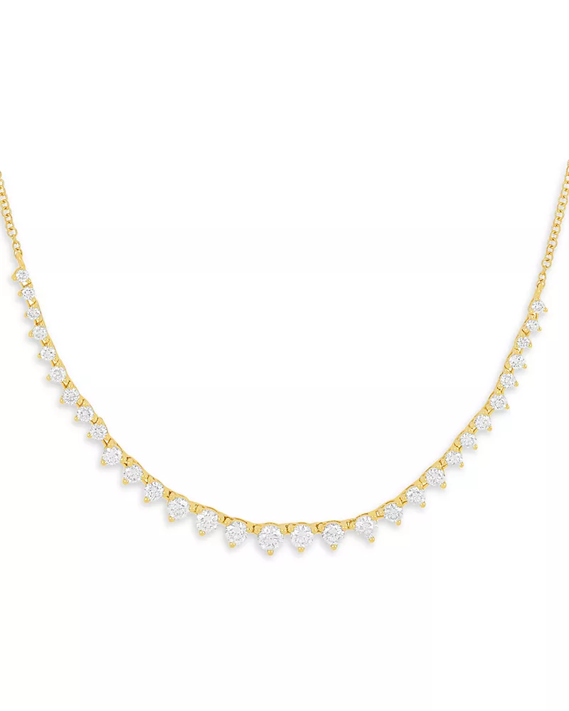 Ef Collection Diamond Graduated Choker Necklace in 14K Yellow Gold, 1.09 tcw