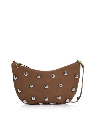 Lune Studded Suede Shoulder Bag