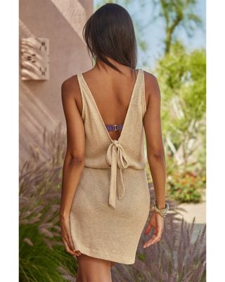 Gilded Cowl Neck Swim Cover-Up Dress