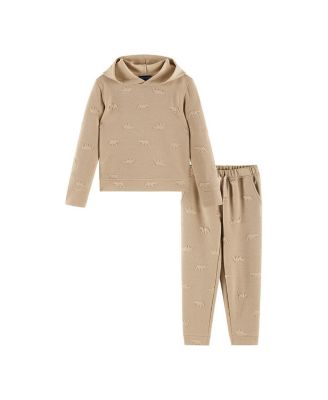 Boys' Embossed Hooded Sweatshirt & Bottom Set - Little Kid