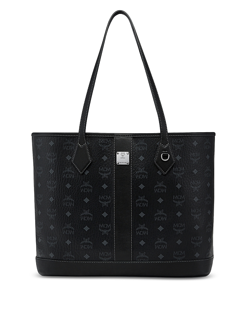 Mcm Liz Medium Visetos Shopper Tote In Black