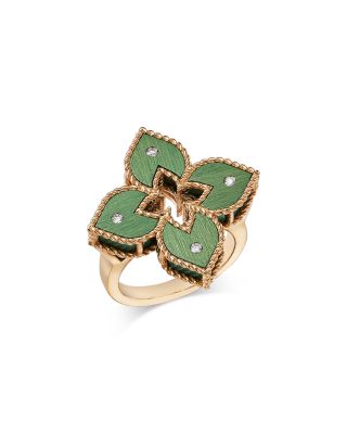 Green Titanium & 18K Rose Gold Venetian Princess Diamond Flower Ring