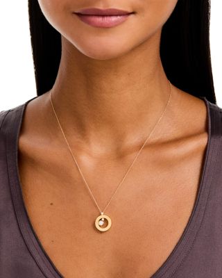 18K Yellow Gold Cento Diamond Baby O Circle Pendant Necklace, 16-18"