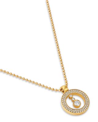 18K Yellow Gold Cento Diamond Baby O Circle Pendant Necklace, 16-18"