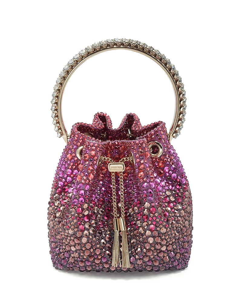 Jimmy Choo Bon Bon Crystal Degrade Top Handle Bucket Bag In Multi