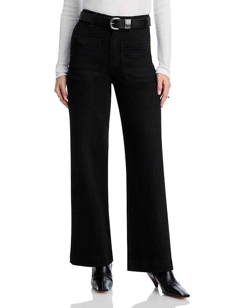 Askk Ny Sailor High Rise Wide Leg Jeans In Black Resin In Black