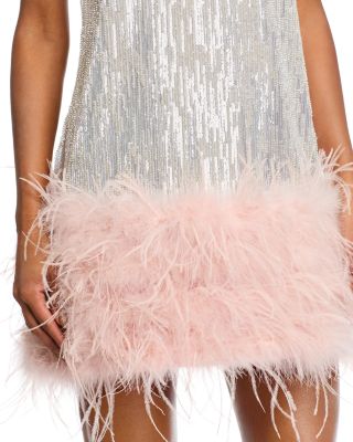 Ostrich Feather Sequin Mini Dress - Exclusive
