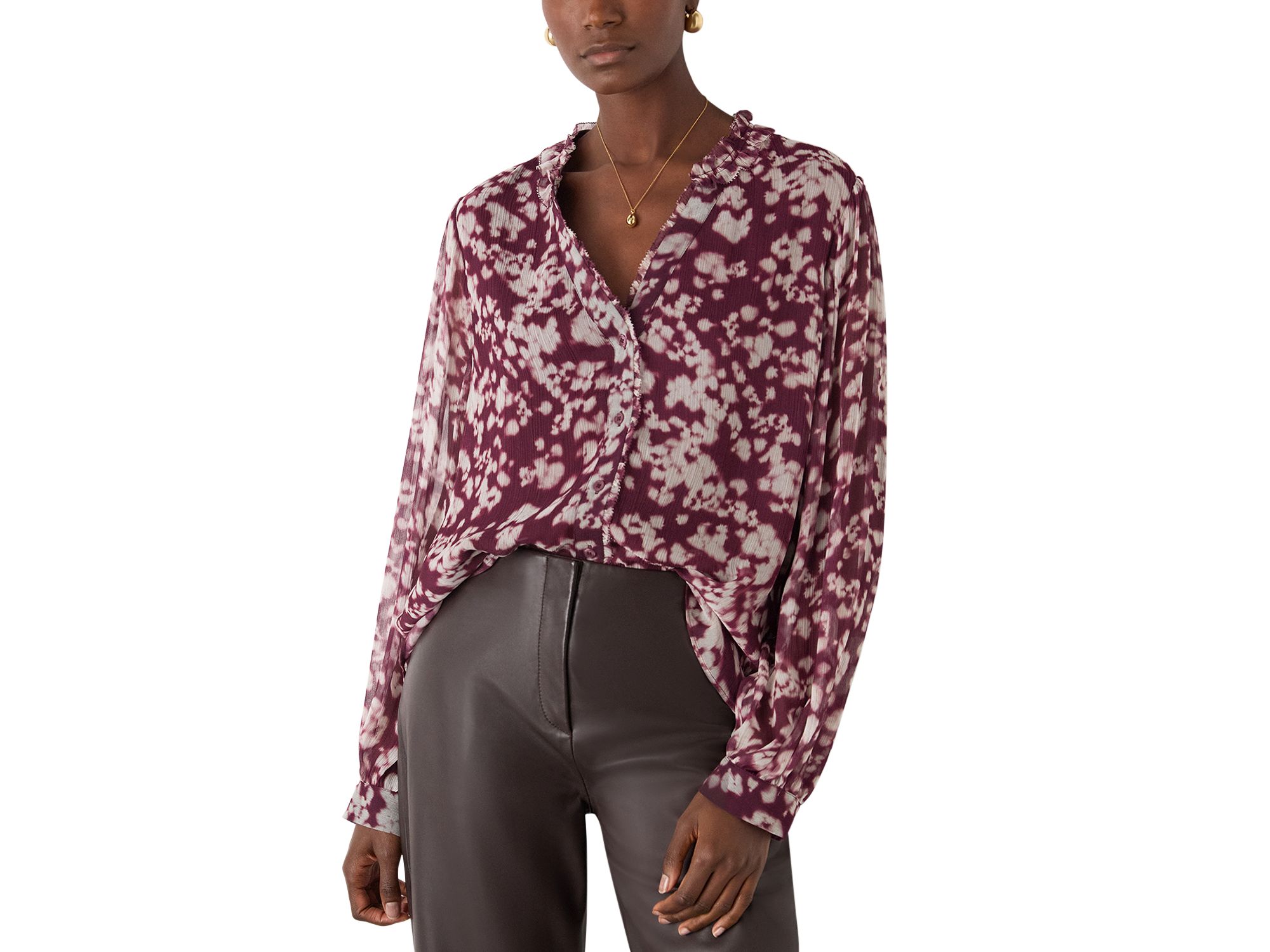 Inky Floral Long Sleeve Blouse - Image 1