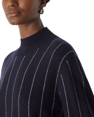 Stripe Wool Funnel Neck Knit Sweater