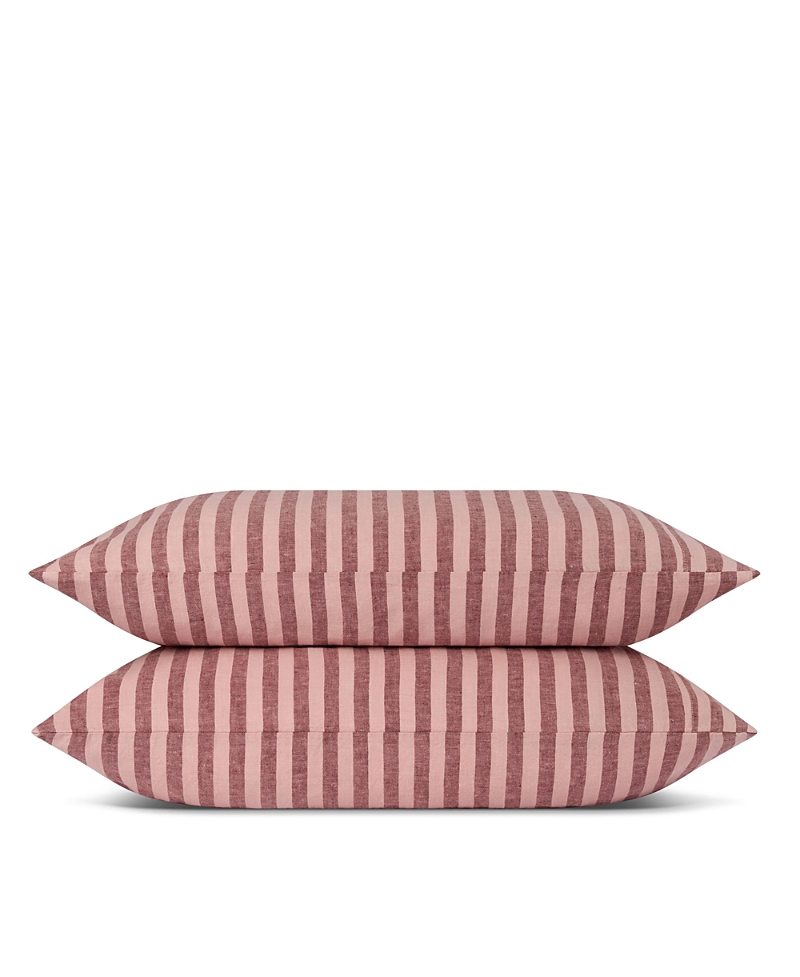 Piglet In Bed Pembroke Stripe Linen Blend Pillowcases, Square Decorative Pilllow