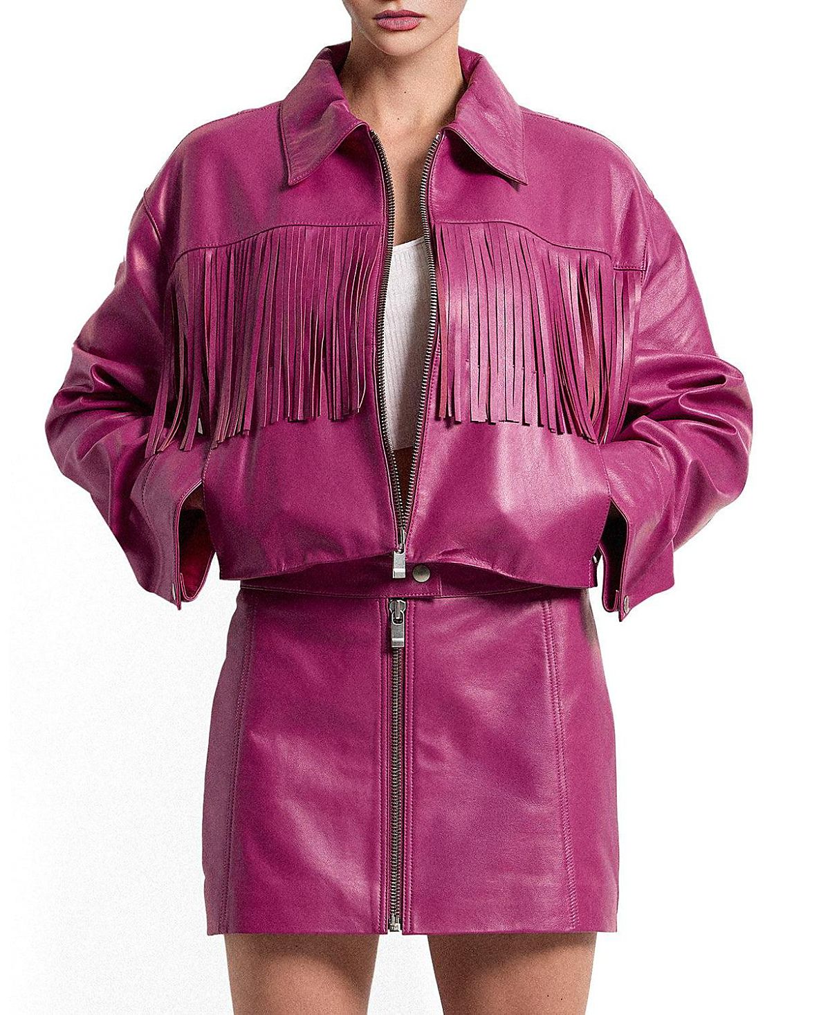 As by Df Jeremiah Upcycled Leather Fringe Jacket