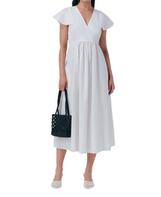 Eloise V-Neck Cotton Midi Dress