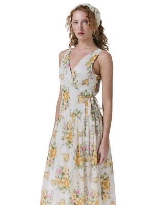 Julia Cotton Floral Midi Wrap Dress