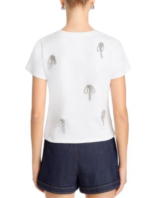 Rhinestone Bow Embellished Top