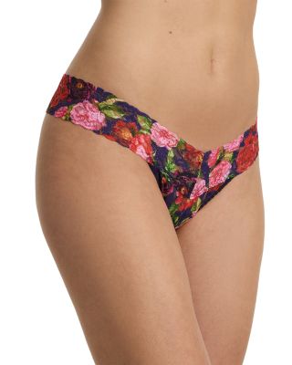 Printed Signature Lace Low Rise Thong