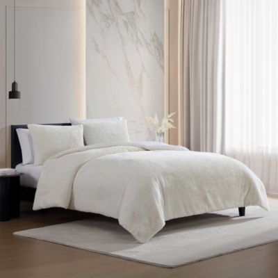 Signature Solid Faux Fur 3 Piece Comforter Set