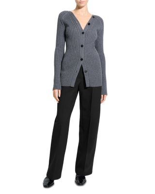 Wool Long Sleeve Open Back Cardigan