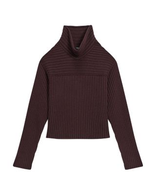 Wool Ribbed Mock Neck Sweater