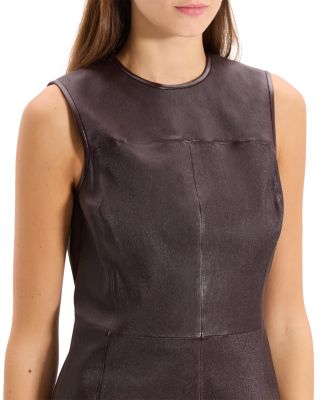 Sleeveless Leather Seam Mini Dress