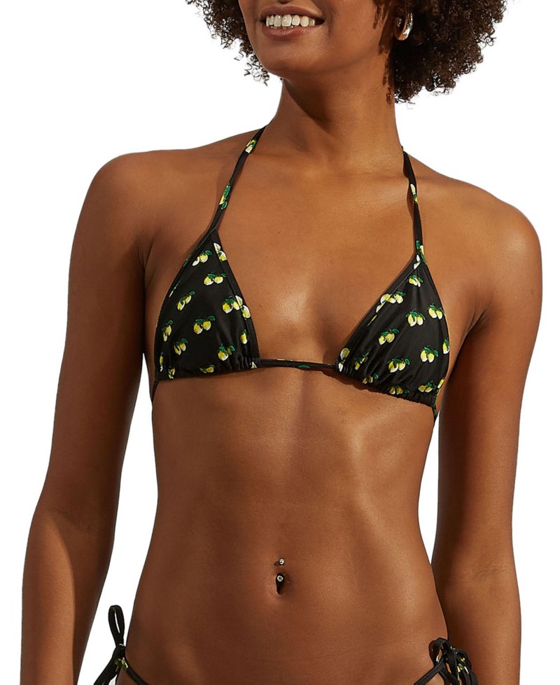 La DoubleJ Triangle Bikini Top Limoncello in Limoncello Black