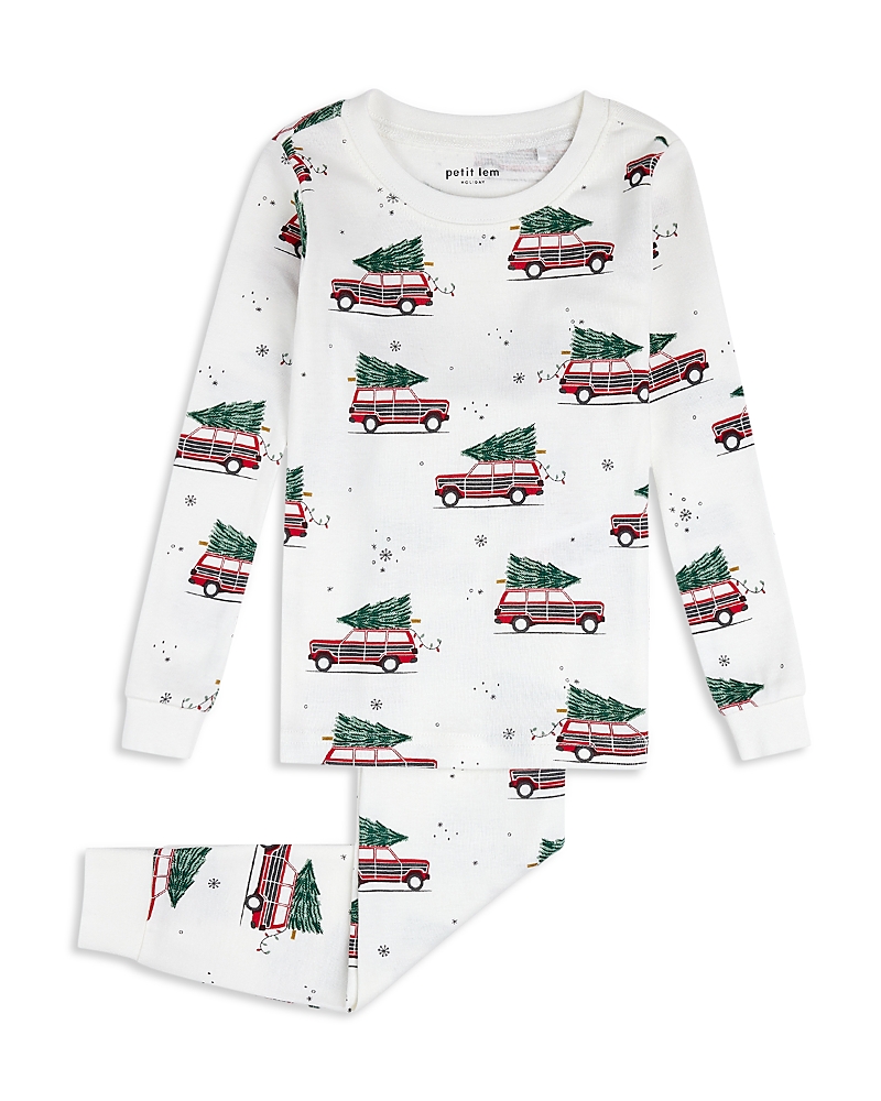 Petit Lem Unisex Festive Cars Print Pajama Set - Little Kid In Neutral