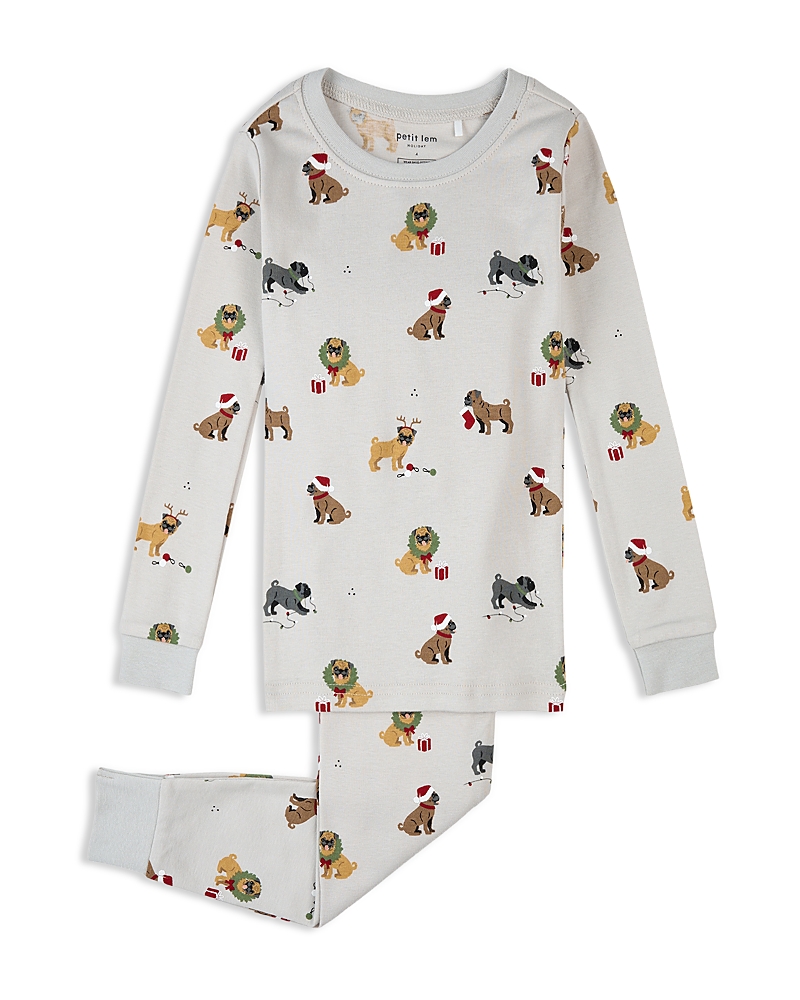Petit Lem Boys' Holiday Pugs Print Pajama Set - Little Kid In White