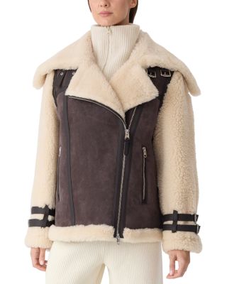 Rhoslyn Leather Shearling Moto Jacket