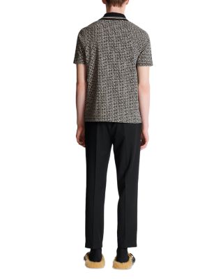 Monogram Print Zip Polo