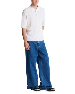 Merino Wool Blend Monogram Knit Polo