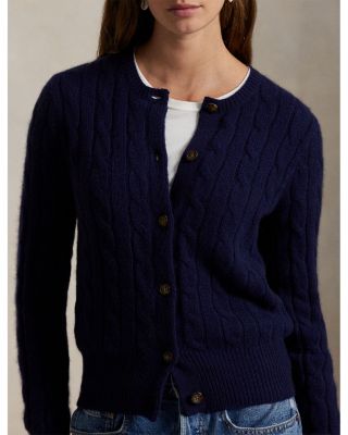 Cable-Knit Cashmere Crewneck Cardigan