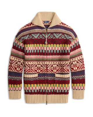 Geometric Shawl-Collar Zip Cardigan