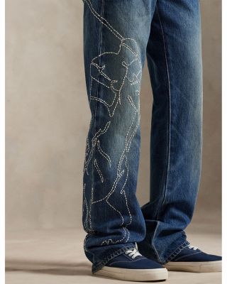 Embroidered Relaxed Straight Jeans