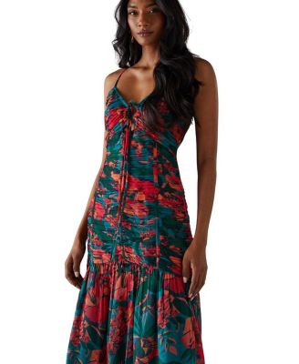 Chiffon Gathered Channel Midi Dress