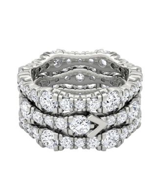 VRAI V 3 Row Pave Ring in 14K Gold, 4.56ctw Round Brilliant Lab Grown ...
